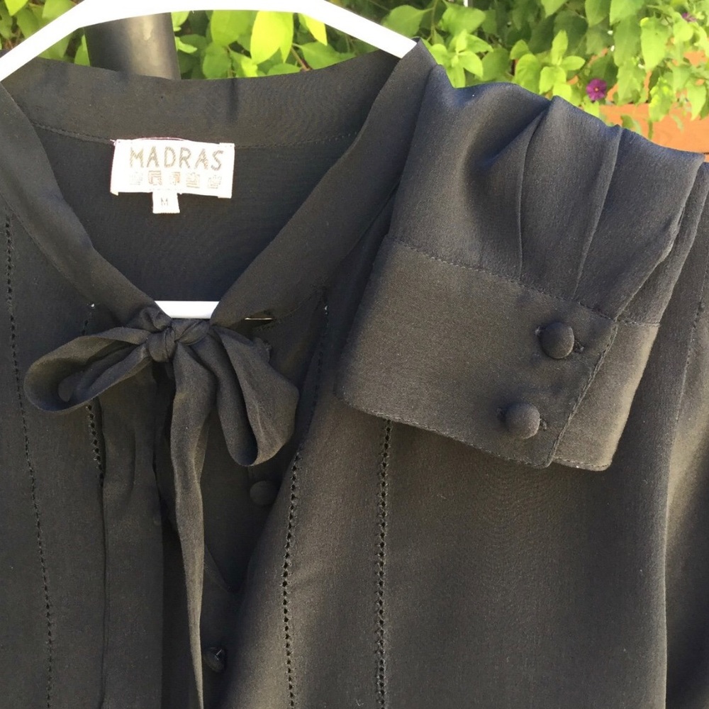 100% silk black Madras blouse - Picture 2 of 4